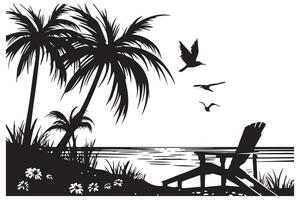 Beach Landscape Silhouette vector