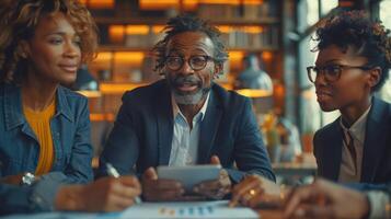 Diverse Business Team Engaged in Strategy Meeting in Office photo