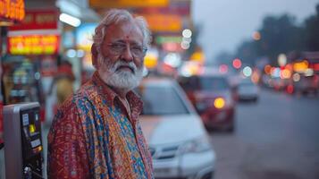 South Asian Man Refueling Vehicle at Gas Station photo