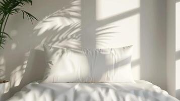 White Pillow mockup in an elegant, light modern living room photo