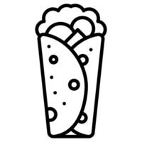 desayuno burrito icono línea ilustración vector