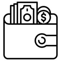 Cash Wallet icon line illustration vector