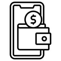 Online Wallet icon line illustration vector