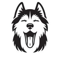 Dog - A Siberian Husky Dog Sleepy face illustration in black and white vector