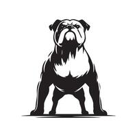 black and white A Confident Bulldog illustration vector