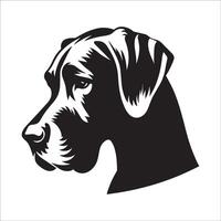 genial danés perro - un genial danés perro pensativo cara ilustración en negro y blanco vector