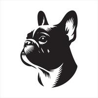 black and white A Defensive French Bulldog face illustration vector