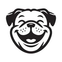 buldog logo - un alegre buldog cara ilustración en negro y blanco vector