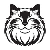 illustration of A Ragdoll cat smiling face logo concept design vector