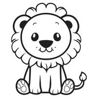 Lion Outline design - A Lion Baby illustration in black and white vector