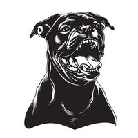 Boxer perro - un Boxer perro expresivo cara ilustración en negro y blanco vector