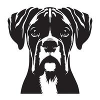 Boxer perro - un Boxer perro vigilante cara ilustración en negro y blanco vector