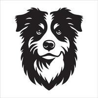 Australian Shepherd Dog - An Australian Shepherd Dog Proud face illustration in black and white vector