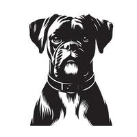 Boxer perro - un Boxer perro real cara ilustración en negro y blanco vector