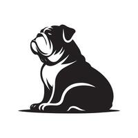 un tranquilo buldog ilustrado en negro y blanco vector