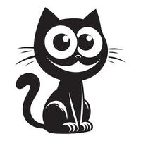 a cartoon cat illustration in black and white vector