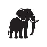 Elephant - a standing elephant illustration in black and white vector