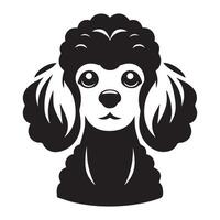 caniche perro logo - un cariñoso caniche perro cara ilustración en negro y blanco vector