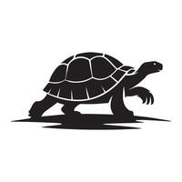 un Tortuga caminando en tierra contorno diseño en negro y blanco vector