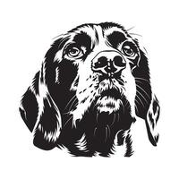 beagle perro logo - un vigilante beagle perro cara ilustración en negro y blanco vector