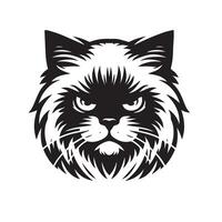 Cat Clipart - Angry Ragdoll cat face illustration on a white background vector