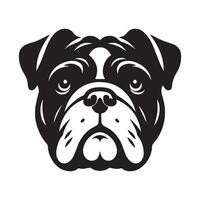 Dog silhouette - A Protective Bulldog face illustration on a white background vector