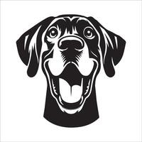 Great Dane Dog - A Great Dane Excited face illustration in black and white vector