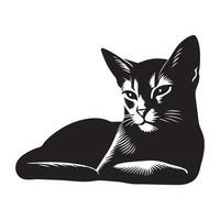 illustration of A serene Abyssinian cat lying down with eyes half closed vector
