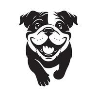 buldog logo - un alegre buldog cara ilustración en negro y blanco vector