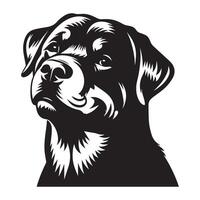 Rottweiler perro logo - un contenido Rottweiler perro cara ilustración en negro y blanco vector