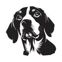 beagle perro logo - un estoico beagle perro cara ilustración en negro y blanco vector