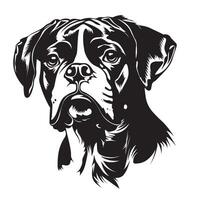 Boxer perro - un Boxer perro Cortés cara ilustración en negro y blanco vector