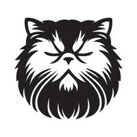 gato clipart - soñoliento persa gato cara ilustración en un blanco antecedentes vector