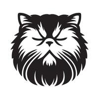 Cat Clipart - sleepy Persian cat face illustration on a white background vector