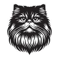 Maine Coon Cat - A majestic Persian Cat illustration in black and white vector