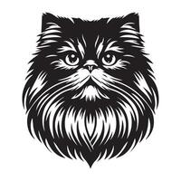 Maine Coon Cat - A majestic Persian Cat illustration in black and white vector