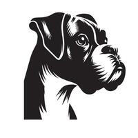 Boxer perro - un Boxer perro pensativo cara ilustración en negro y blanco vector
