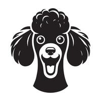 caniche perro - un emocionado caniche perro cara ilustración en negro y blanco vector