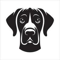 genial danés perro - un genial danés amoroso cara ilustración en negro y blanco vector