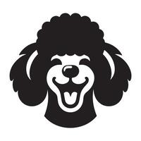 caniche perro - un alegre caniche perro cara ilustración en negro y blanco vector
