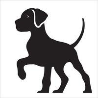 illustration of a Great Dane dog standing in silhouette vector