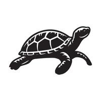 A Turtle lying down outline design in black and white vector