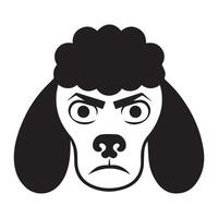 caniche perro logo - un enojado caniche perro cara ilustración en negro y blanco vector