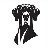 genial danés perro - un genial danés majestuoso cara ilustración en negro y blanco vector