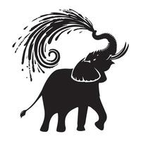 Elephant - A beautiful elephant Spraying water illustration in black and white vector