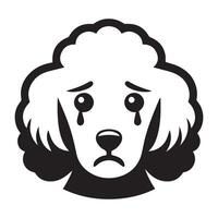 caniche perro - un triste caniche perro cara ilustración en negro y blanco vector