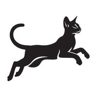 Cat - An Abyssinian cat leaping gracefully illustration in black and white vector