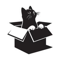 Cat Clipart - a cat in box illustration on a white background vector