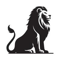 Lion - a lion Sitting illustration in black and white vector