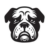 Bulldog - A sorrowful Bulldog face illustration in black and white vector